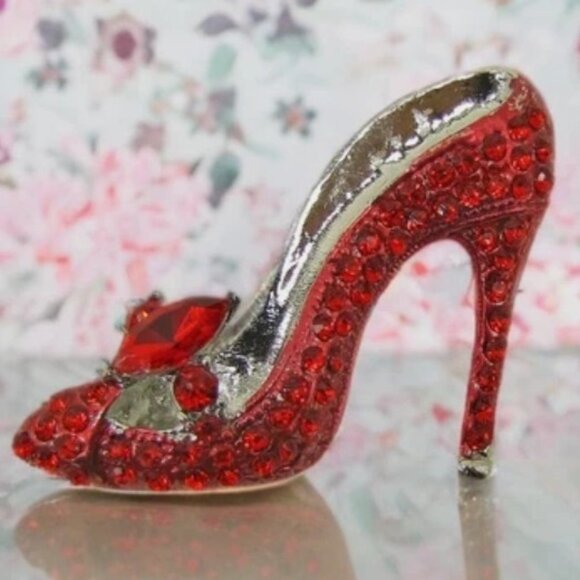 Red crystal high heel shoe brooch pin sparkling red crystal shoe pin - Picture 6 of 6